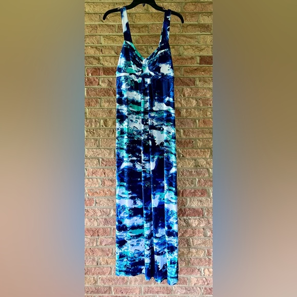 TART Lynelle Blue Wave Maxi Dress Modal Stretch Sleeveless Dress Comfort | Sz M - Picture 5 of 11